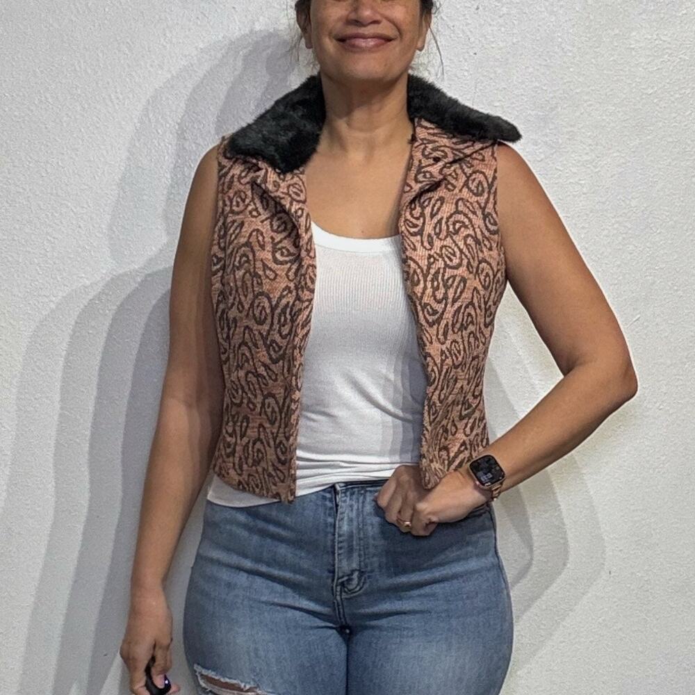 Bob Mackie Pink Floral Vintage Vest Sz M